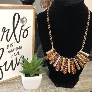Ballet $60 Polished Gold Tone Animal Print Necklace! NWT